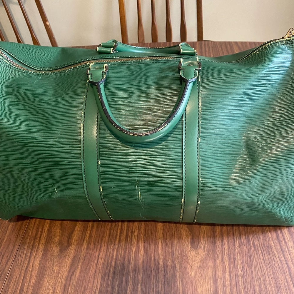 Louis Vuitton keep all green epi Leather